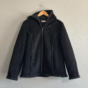 L.L. Bean Sherpa Lined Coat Full Zip Up Jacket Hooded Long Sleeve Women's Sz XL